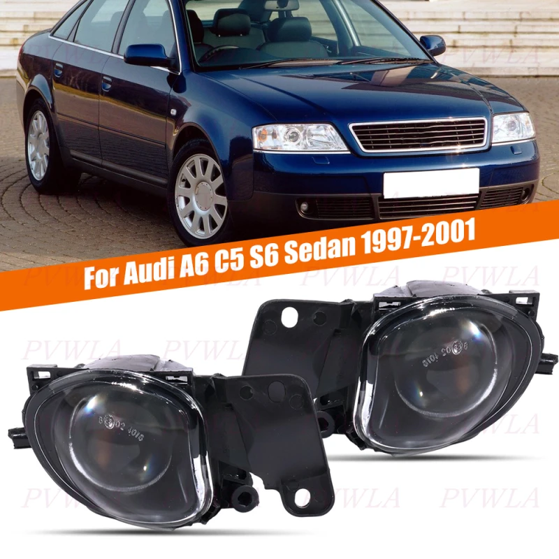 Światła przeciwmgielne do Audi A6 C5 S6 Sedan 1997 1998 1999 2000 2001 przednie lampy przeciwmgielne w zderzak z wypukłą soczewką i żarówkami akcesoria samochodowe