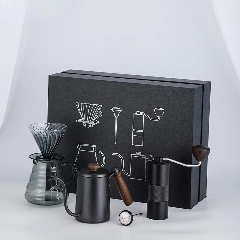 Hand brewing coffee pot set Coffee utensils Gift box Hand crank bean grinder Combination filter cup Sharing pot Modern