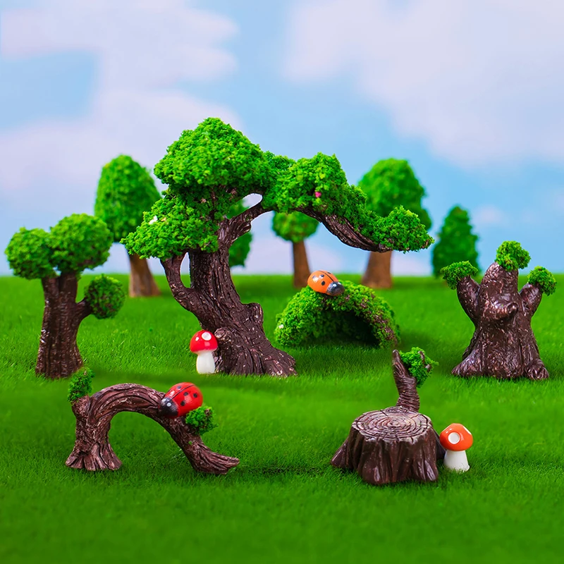 Simulated Moss Small Tree Aquarium Ornaments Decoration Artificial Resin Tree for fish Tank Creative Ornament Background Home