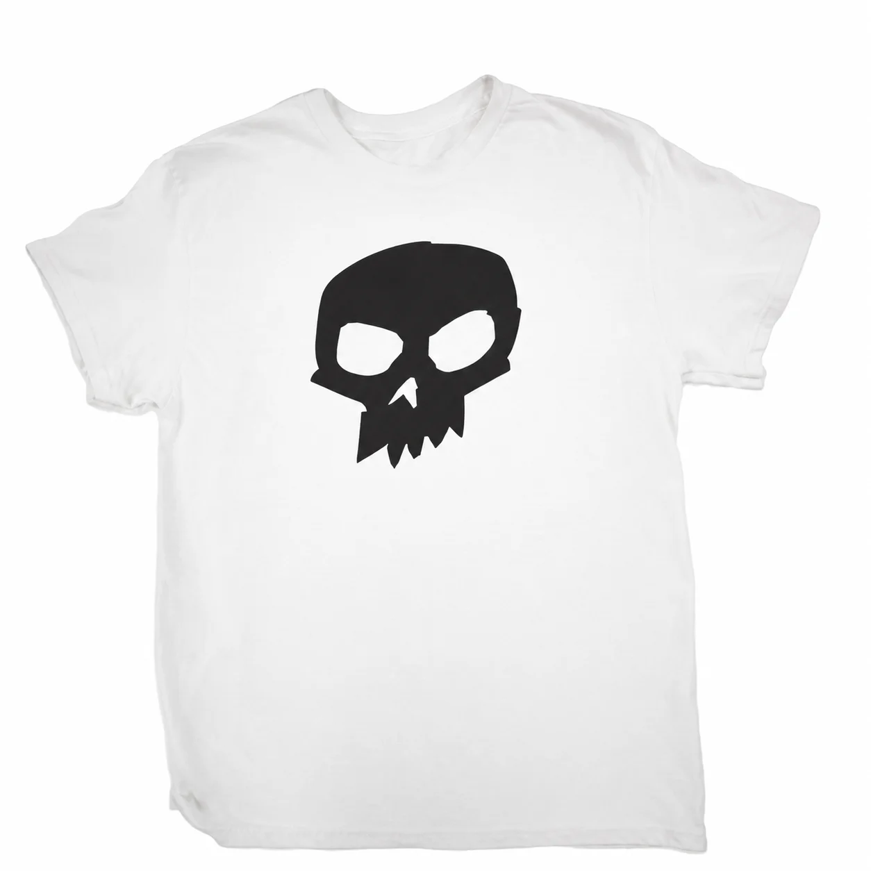 Streetwear Black Tee Bold White Simple Skull Front Graphic T Shirt Emo Punk Style Soft Cotton Daily Men's and Women's Summer Tee