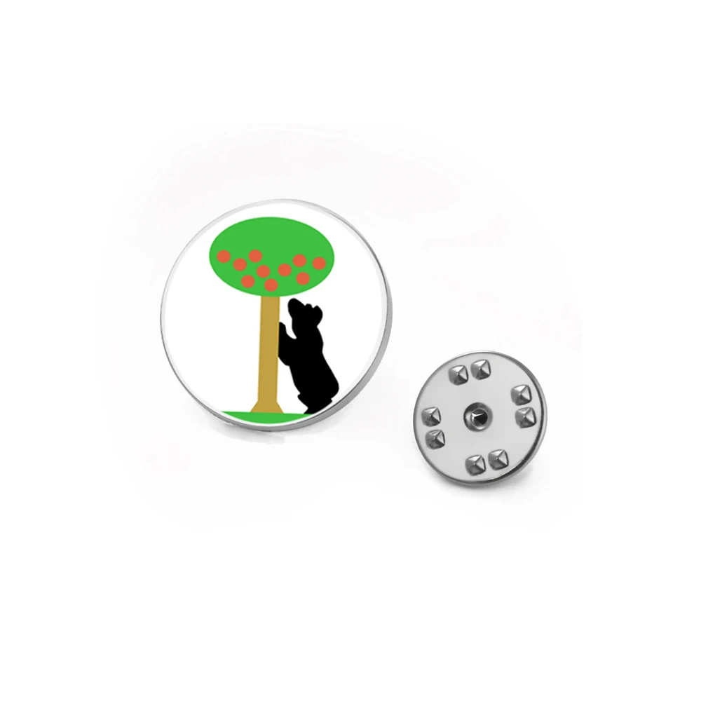 HIPEE Bear And Strawberry Tree Brooch Stainless Steel Spain Madrid Travel Souvenir Pin For Clothing Bag Decor Gift