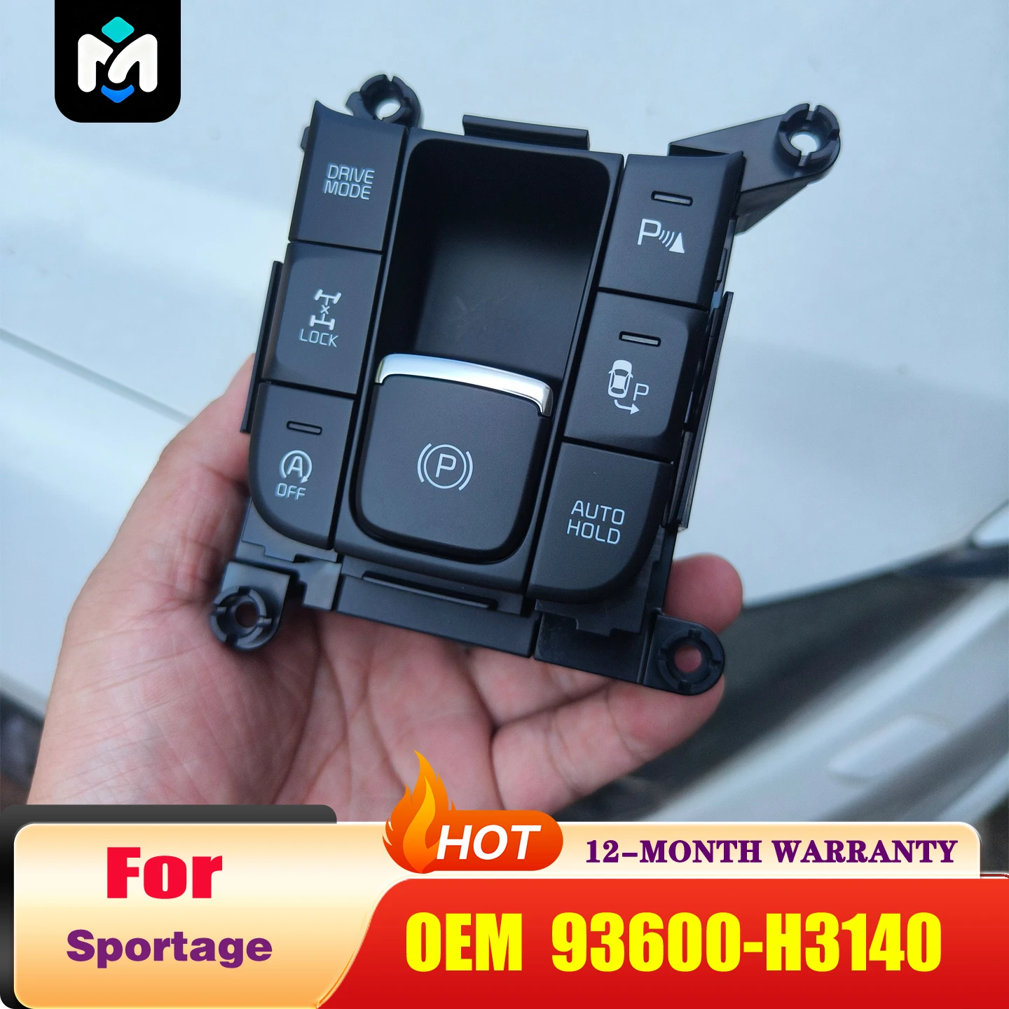For Ki-a Sportage 2015-2018 93600-H3140 Electronic Handbrake Switch Multi-Function 6 Button Start-Stop Switch Compatible