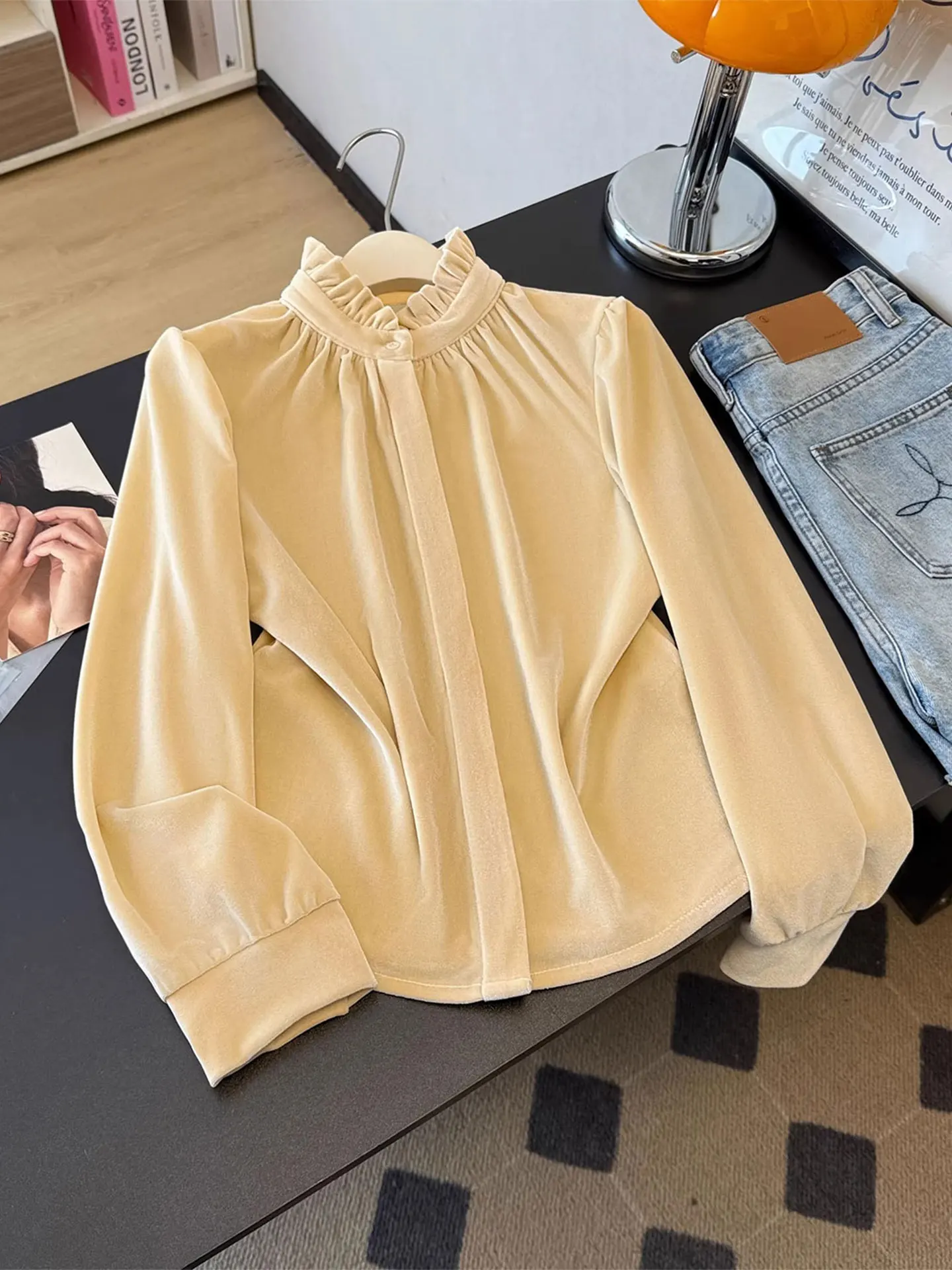 

Повседневный женский лонгслив с рюшами на плечах, больших размеров, весна 2026, модный