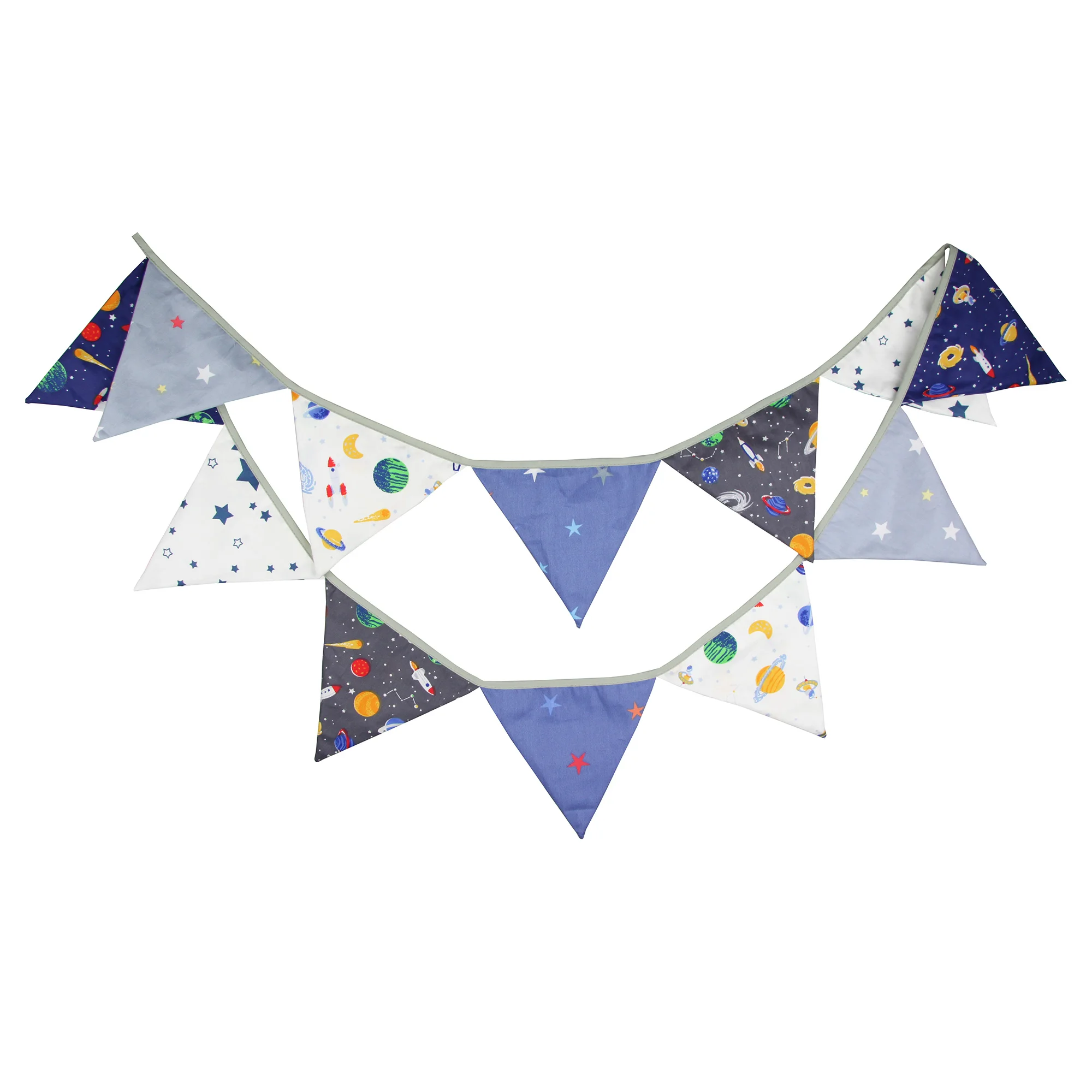 3.2M Cartoon Print Fabric Bunting 12 Pennant Flags Wedding Party Decor Banner Home Baby Shower Carnival Garland