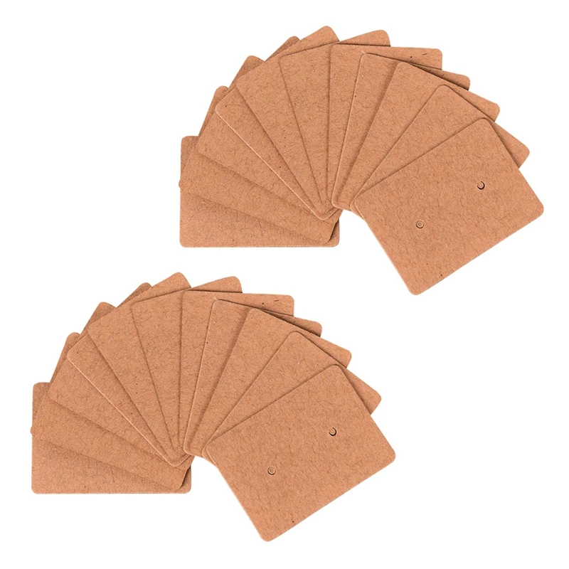 

200Pcs Blank Earrings Ear Studs Tags Kraft Paper Display Card Hanging Jewelry Brown