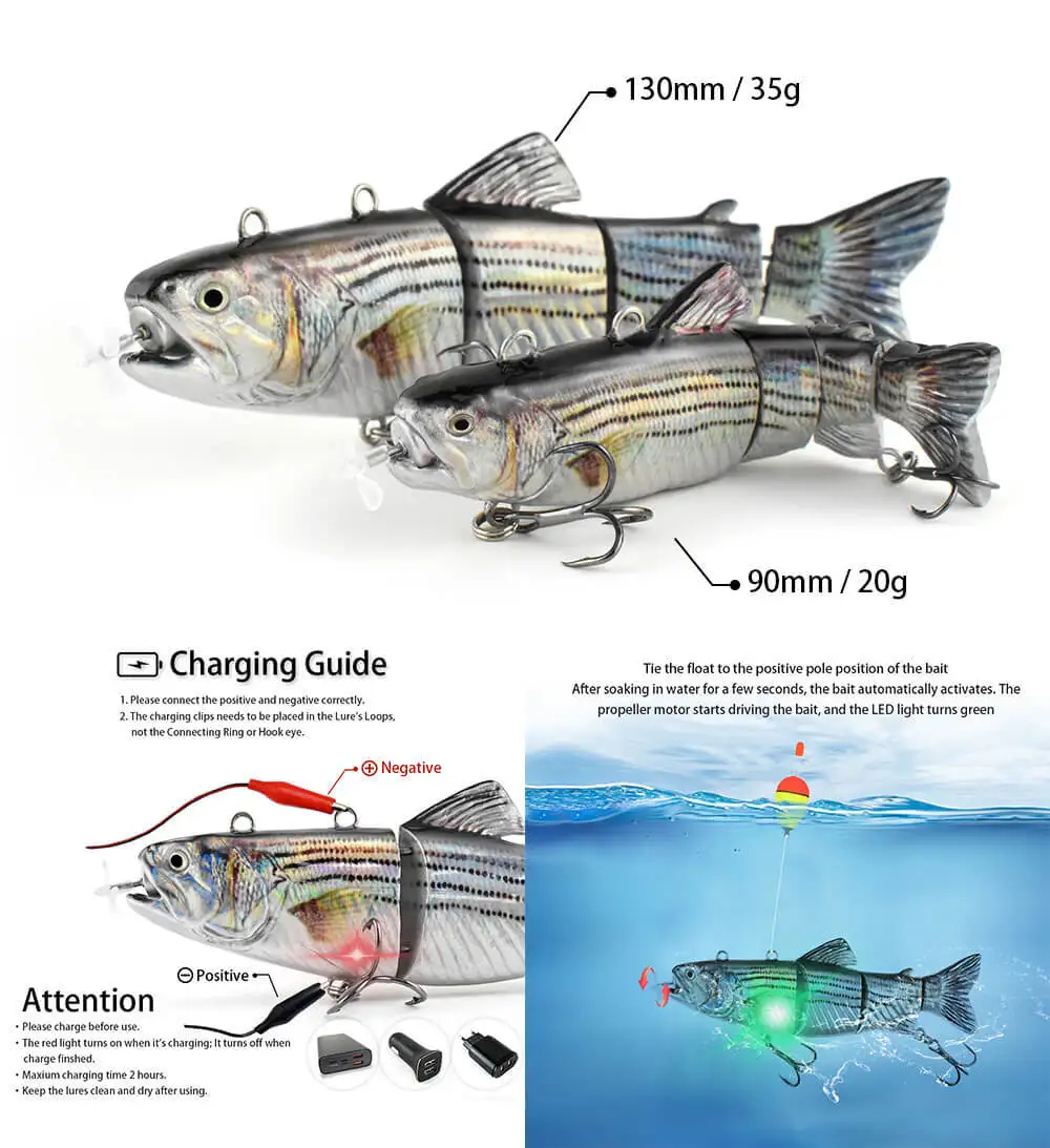 أربعة أقسام من السلاسل الحديدية متصلة بمروحة طعم الصيد الإلكتروني للسباحة الأوتوماتيكية
