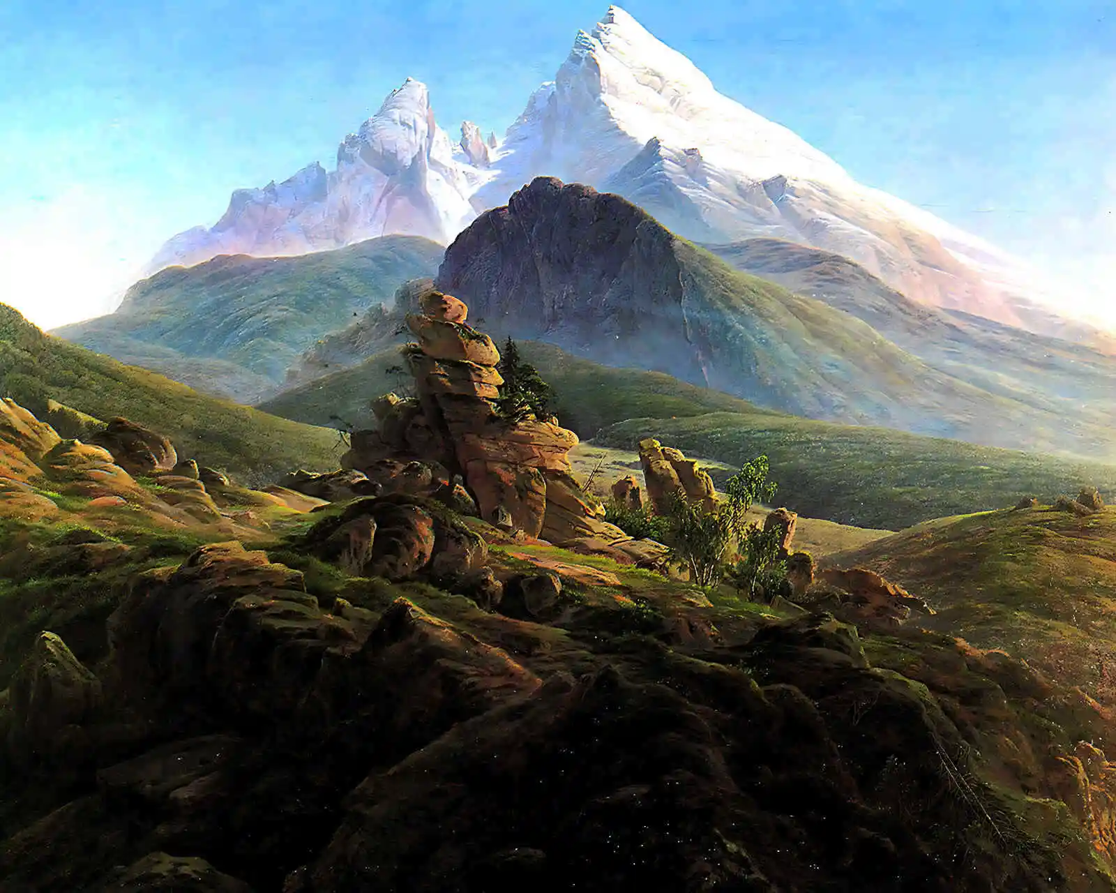 Wanderer boven de Zee van Mist door Caspar David Friedrich wanddecoratie schilderij