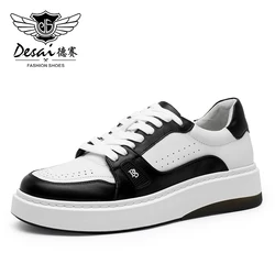 DESAI Full Grain Leather Men Shoes Soft Casual Sneaker For Men Business Work Breathable 2022 Fashion