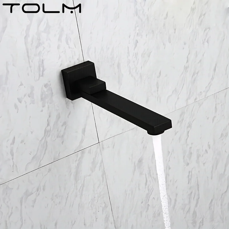 Tolm bagno nero/cromato ugello pieghevole vasca da bagno in acciaio inox a parete vasca da bagno rubinetto doccia accessori in acciaio inox