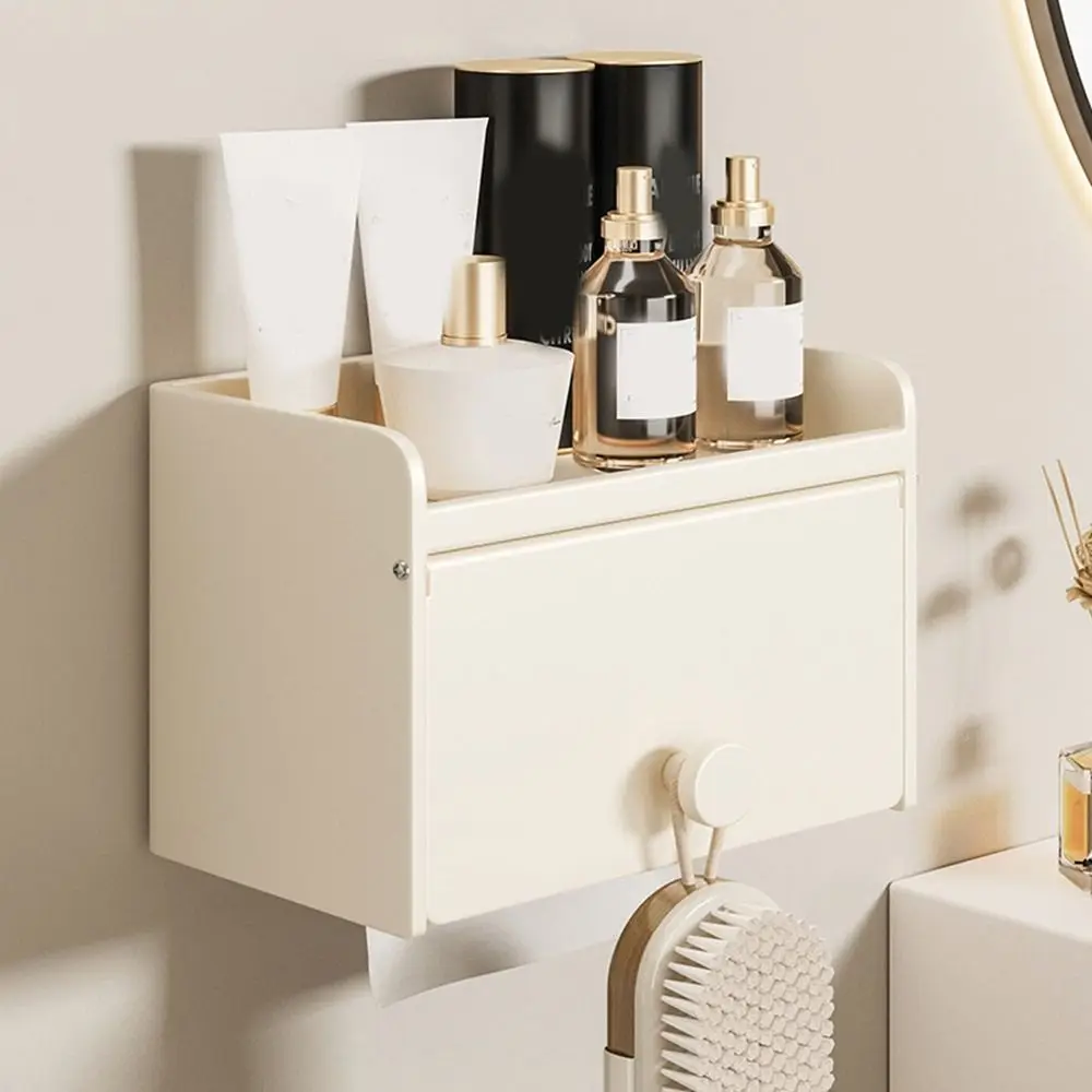 

Wall Mounted Bathroom Tissue Box Waterproof Large Capacity Draw Tissue Box Carbon Steel Moisture-proof Sundries Storage Box