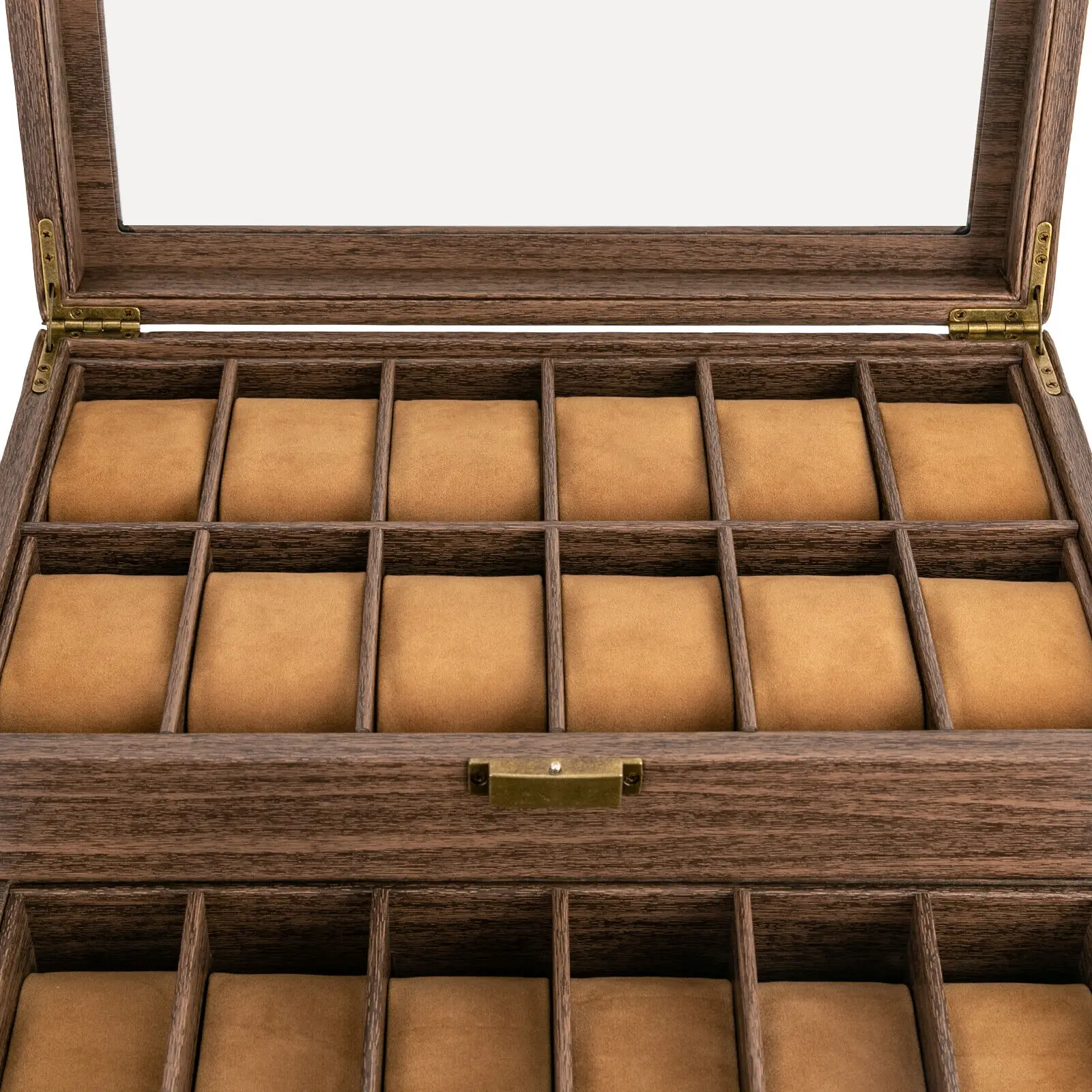 24 فتحة صندوق ساعة حافظة ساعة حامل مجوهرات للرجال حافظة عرض مع درج للاستخدام الشخصي وعروض المتجر والمنزل