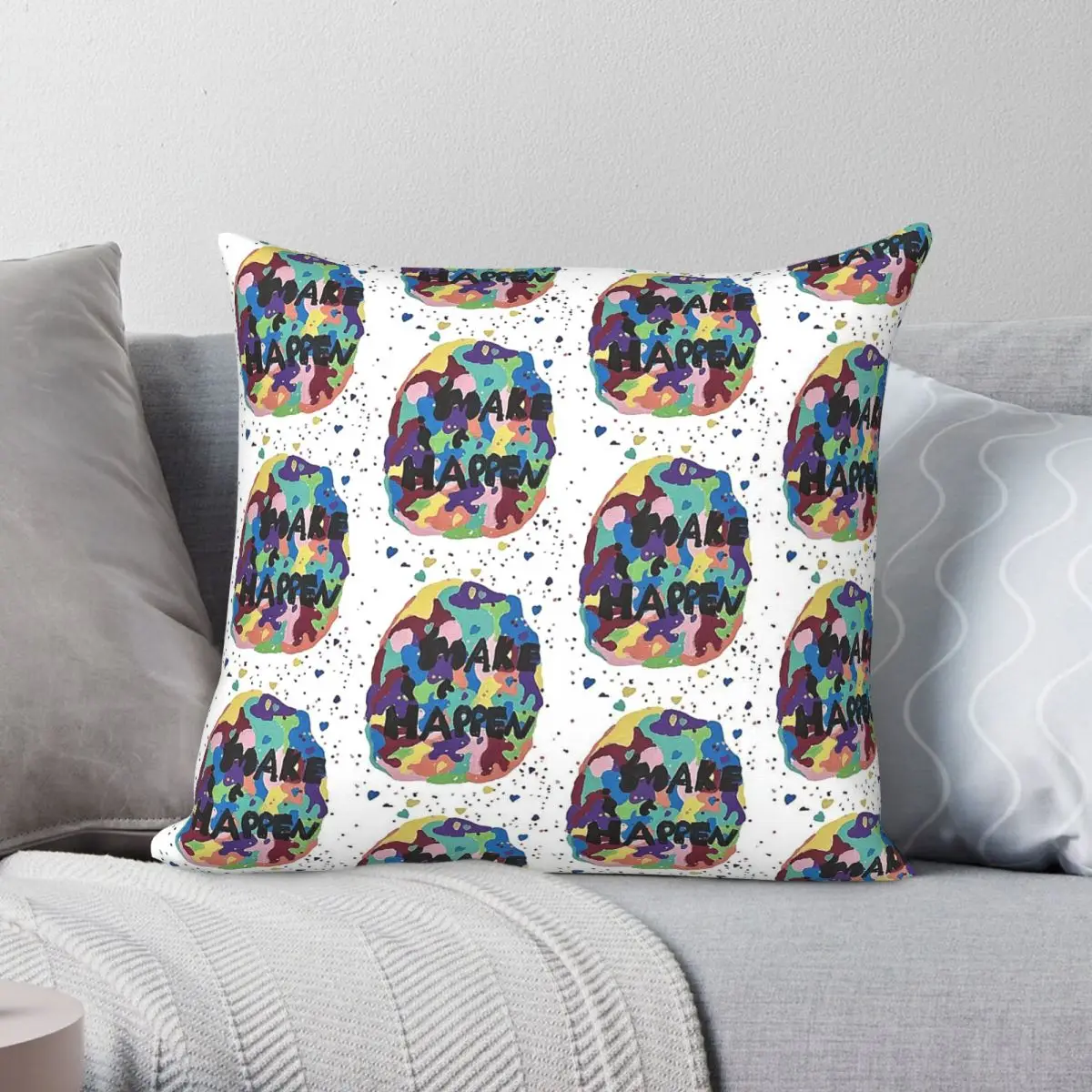 Make It Happen Take Action Square Pillowcase Polyester Linen Velvet Printed Zip Decorative Bed Cushion Case