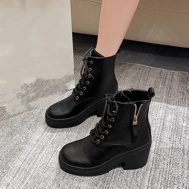 

Fashionable New Round Toe Thick Soled Non Slip Casual Women's Boots Hot Selling Winter Comfortable Square Heel Sexy Riding Boots