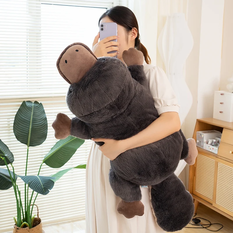 60-100CM New Platypus Plush Toy Lifelike Fluffy Platypus Soft Doll Real-life Stuffed Animals Toy Birthday Gift