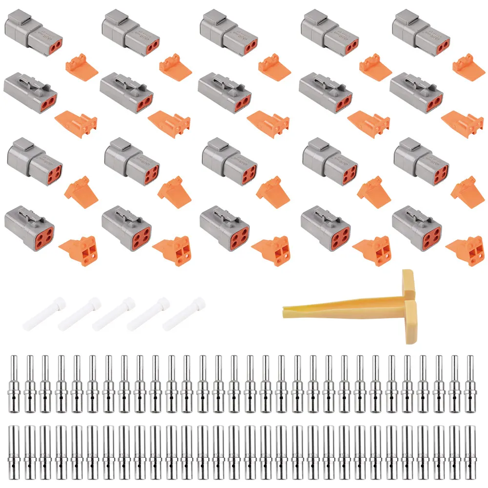 

JRready ST6335 DTP Connector Kit, 2 Pin, 4 Pin Waterproof Electrical Connector with Size 12 Solid Contacts Pin Sockets, Current