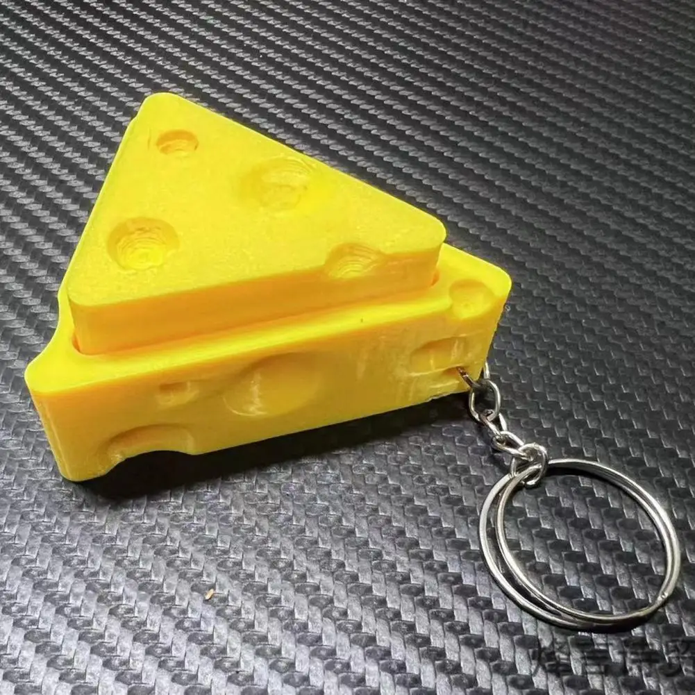 Portable Decompression Tool Cheese Shape Keychain Pendant Mini Portable Button Rebound Fidget Toy Stress Relief for Backpack