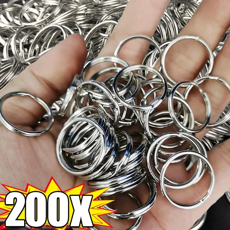 

20/200 шт., брелок для ключей из нержавеющей стали, 25 мм, круглый, плоский, круглый, разделенный брелок, полированный металл, пустой круг для поделок