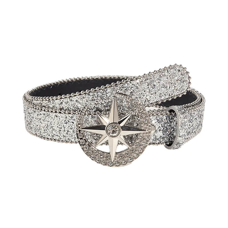 Strass Gesp Riem Glanzende Lovertjes Punk Metalen Riem Mode Gepersonaliseerde Jeans Riem Kleding Accessoires