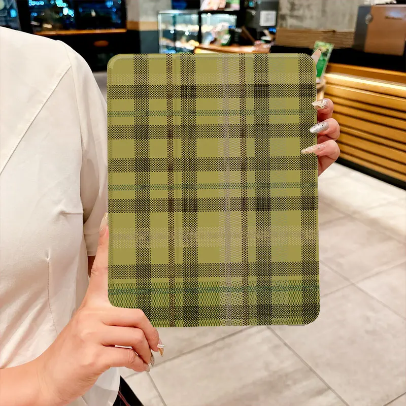 Yellow-brown checkered pattern TABLET CASE FOR iPad pro 10/11-Inch 2020/6th/7th /8th /Air 3rd/Air 4th/9th gen/Air 5th Gen 2022/A