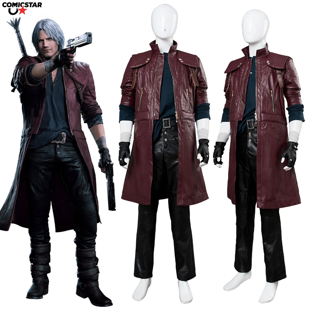 

Аниме-игра DMC 5 Данте, карнавальный костюм, пальто, брюки, перчатки, парик, маскировка для мужчин, мальчиков, взрослых, Хэллоуин, карнавал, вечеринка, фантазийный костюм
