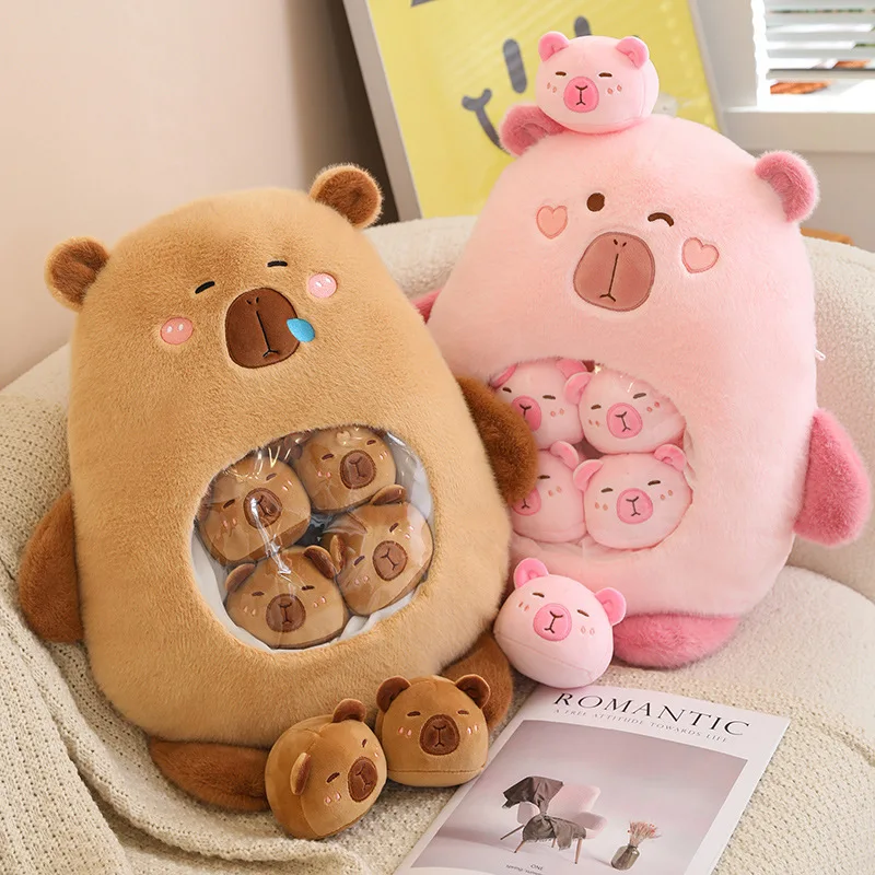 

Cartoon Capibala Snack Pillow Pudding Plushie A Bag of Kawaii Animals Plush Cute Capybara Removable Set Birthday Christmas Gifts