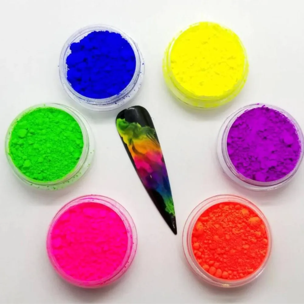 Neon Matte Eyeshadow Nail Art Powder Green Yellow Purple Fluorescent Glitter Eye Shadow Luminous Chrome Pigment Makeup Dust #MR8