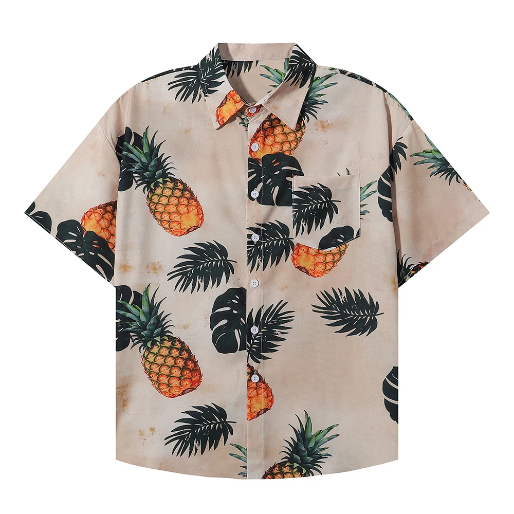 

Hawaiian Fruit Printed Shirt 2026 Summer Shirts For Man Short Sleeve Y2k Korean Popular Clothes Women Men Clothing Oversize Tops