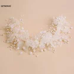 Pearl Flower Bridal Hairbands Tiaras Wedding Crown Headband For Bride Hair Jewelry Pearl Wedding Hair Accessories Headwear