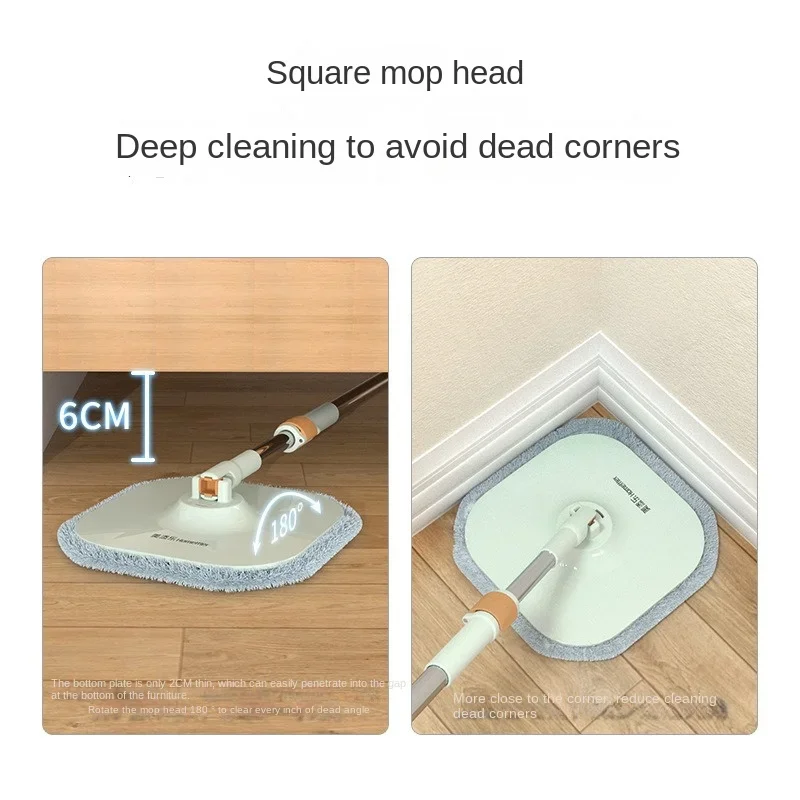 Meitanlejing Dirt Separation Lazy Mop Hand Wash-Free Household Mopping Gadget Tablet Rotary Mop Bucket Set