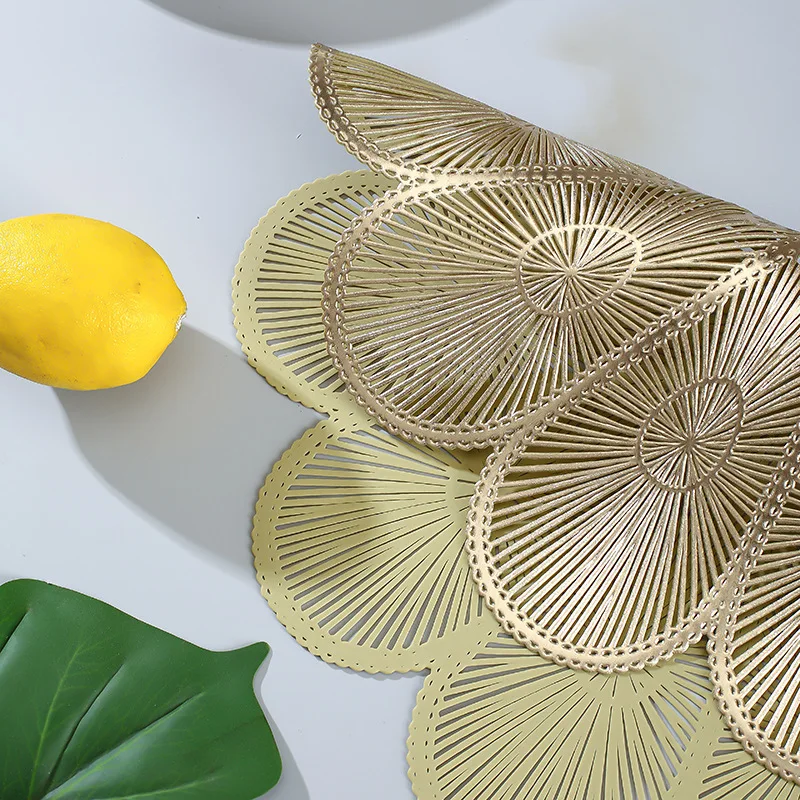 مفارش بتلات مضادة للحروق من كلوريد البولي فينيل ، مفارش أكواب مجوفة بختم ساخن ، ديكور طاولة طعام ، حصيرة طاولة قهوة منزلية ، 6 ، 4 السينمات