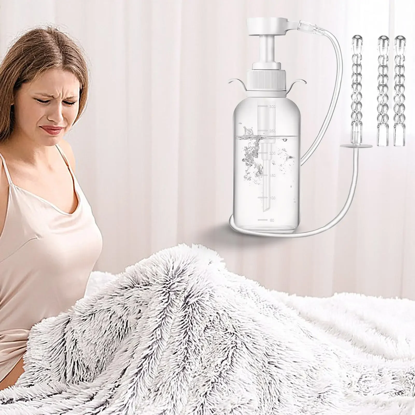 Douche Bottles for Women 300ml Vaginal Wash Bottle Gentle Reusable Intimate Rinser Care for Home Bathroom Travel Hospital Toilet