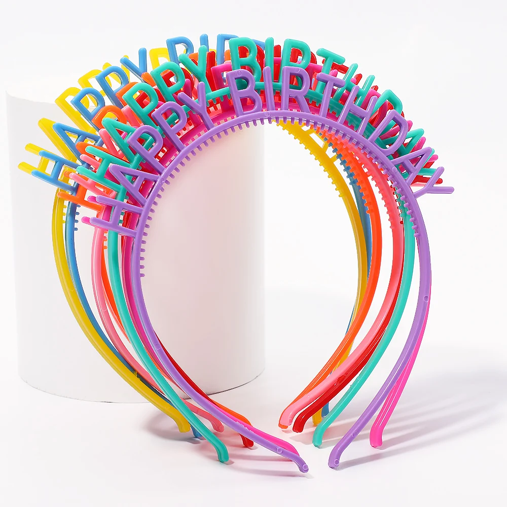 

5pcs/lot Happy Birthday Plastic Headbands Girls Hairbands Happy Birthday Headbands Party Favor Hair Ornaments Headwear Wholesale