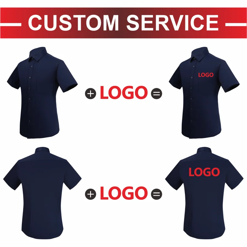 Fashion Solid Color Short Sleeve Business Shirt Custom Brand Logo Casual Men\'s Professional Shirt Print Embroidery Design S-7XL