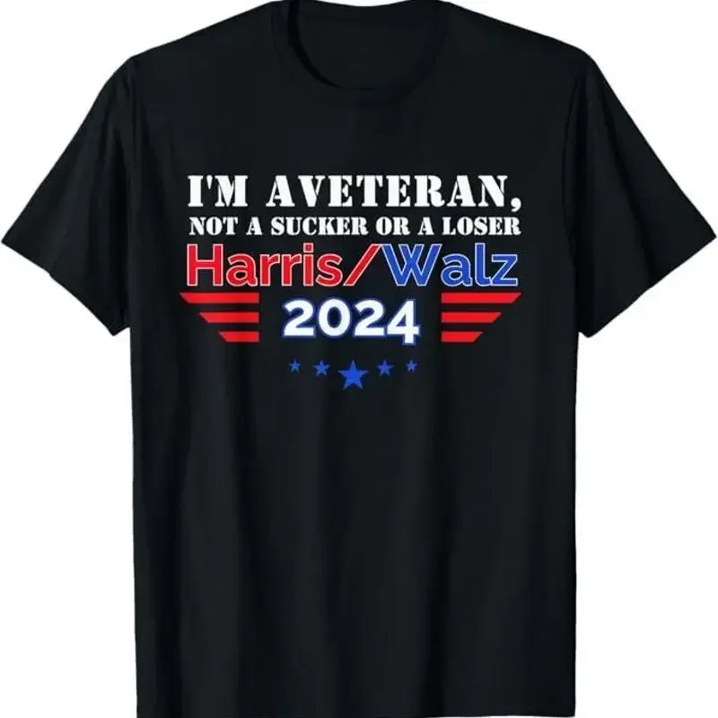Veteran for Harris Walz for President 2024 T-Shirt