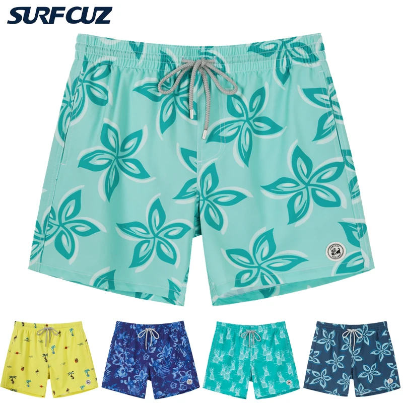 SURFCUZ Men\'s Swimming Shorts Quick Dry Summer Beach Board Shorts with Pocket 2022 Swimwear Beachwear Mens Swimsuits Swim Trunks