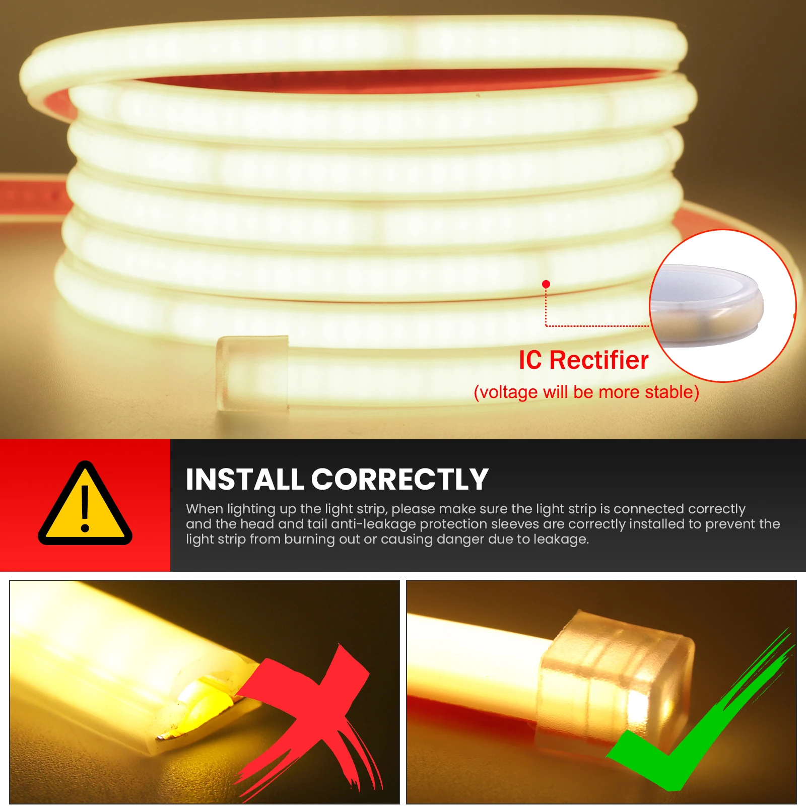 Imagem -04 - Dimmable Cob Led Strip Light Fita Cob Flexível Cortável 240leds Alta Densidade Luz Linear Impermeável 220v 10cm