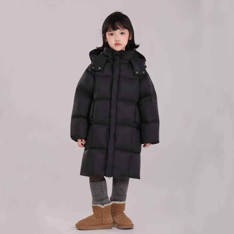

Высококачественный детский пуховик, модная ветрозащитная непромокаемая верхняя одежда с капюшоном для мальчиков и девочек, белые пальто на гусином пуху A4847