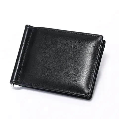 코인 포켓이 있는 머니 클립이 있는 정품 가죽 남성용 지갑 Billfold 현금 클립 가죽 남성용 머니 클립 지갑