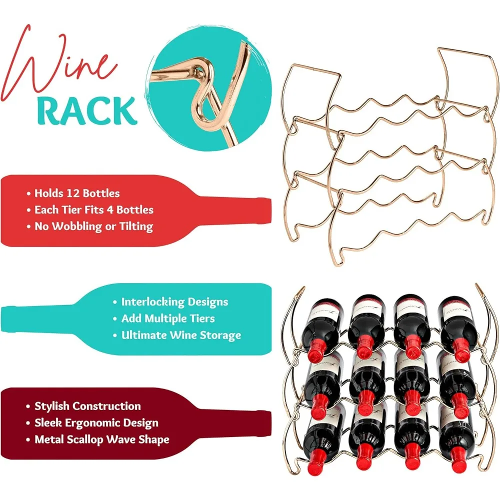 Sorbus 6-Tier Stackable Wine Rack - Classic Style Wine Racks for Bottles - Perfect for Bar, Wine Cellar, Basement, Cabinet, Pant