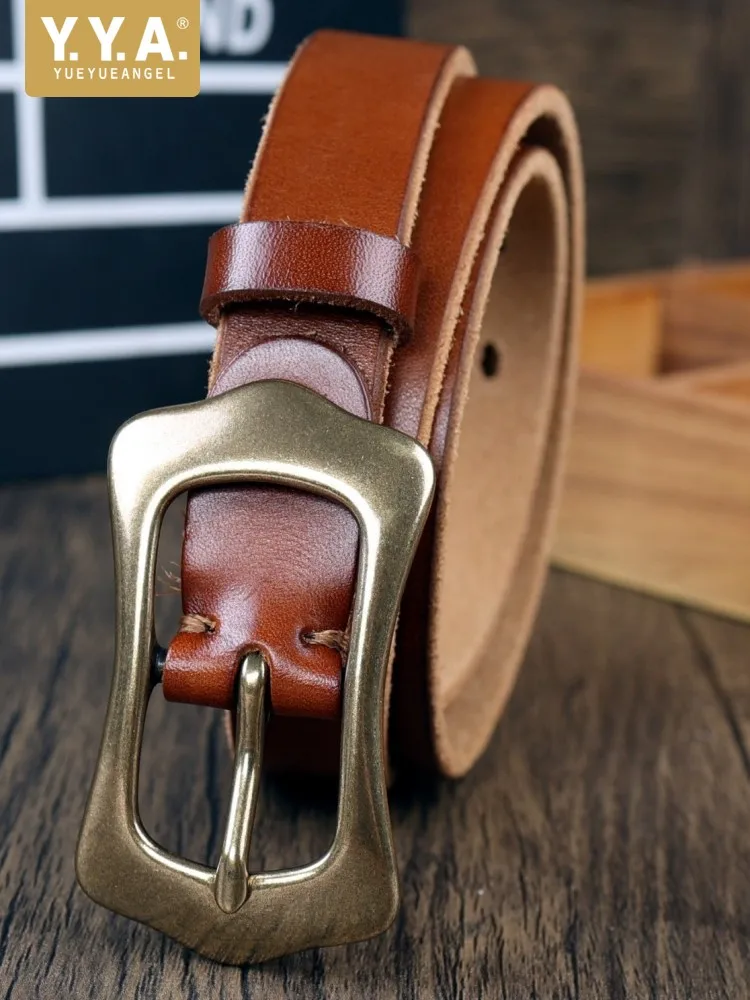 女性アメリカンレトロスタイルベルト幅-23-センチメートル本革ピンバックルストラップパンツ用牛革ベルトファッション女性ウエストバンド