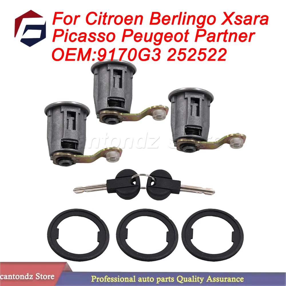 اسطوانة قفل الباب الأيسر والأيمن مع مفتاحين لاستبدال سيتروين بيرلينجو كسارا بيكاسو بيجو بارتنر 9170G3 252522