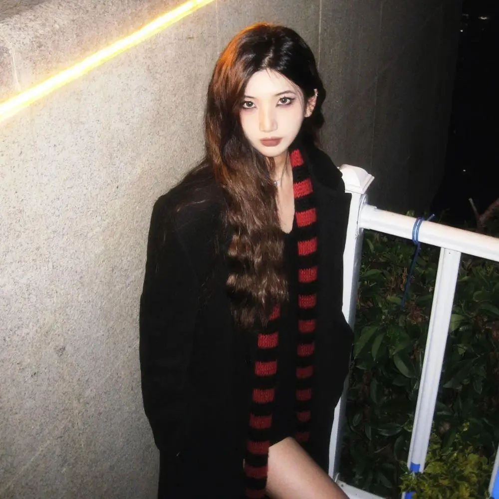 

Зимний женский повседневный шарф, разноцветный шарф в тонкую полоску, вязаные шарфы с узкой лентой, простой универсальный декоративный шейный платок