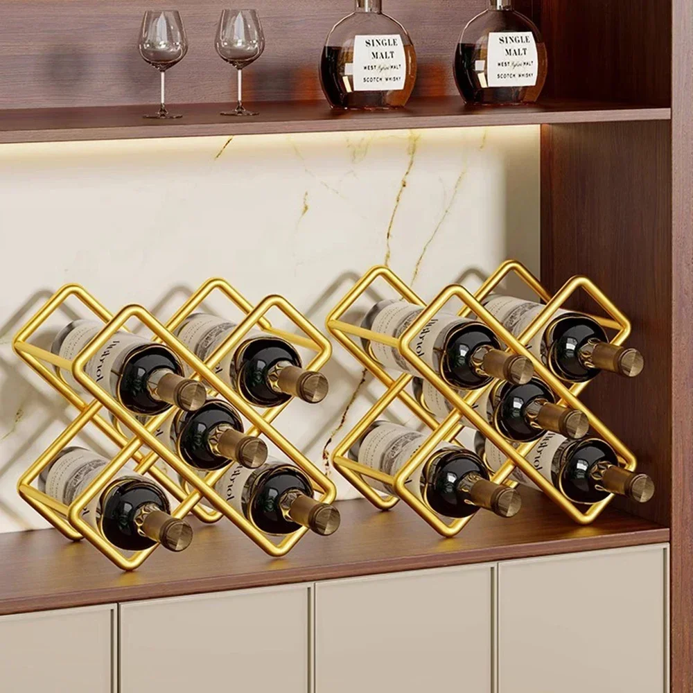 Tabletop Tilt Wine Bottle Bracket Luxury Red Wine Rack Ornament Porch Wine Cabinet Decoration Living Room High-end Storage Rack