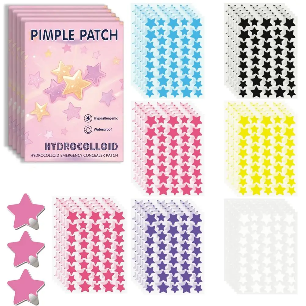 1400PCS Kleurrijke Sterren Hydrocolloid Gezichtsacne Patch ademend Onzichtbare Acne Verwijdering Huidverzorging Stickers Gezicht Makeup Tools