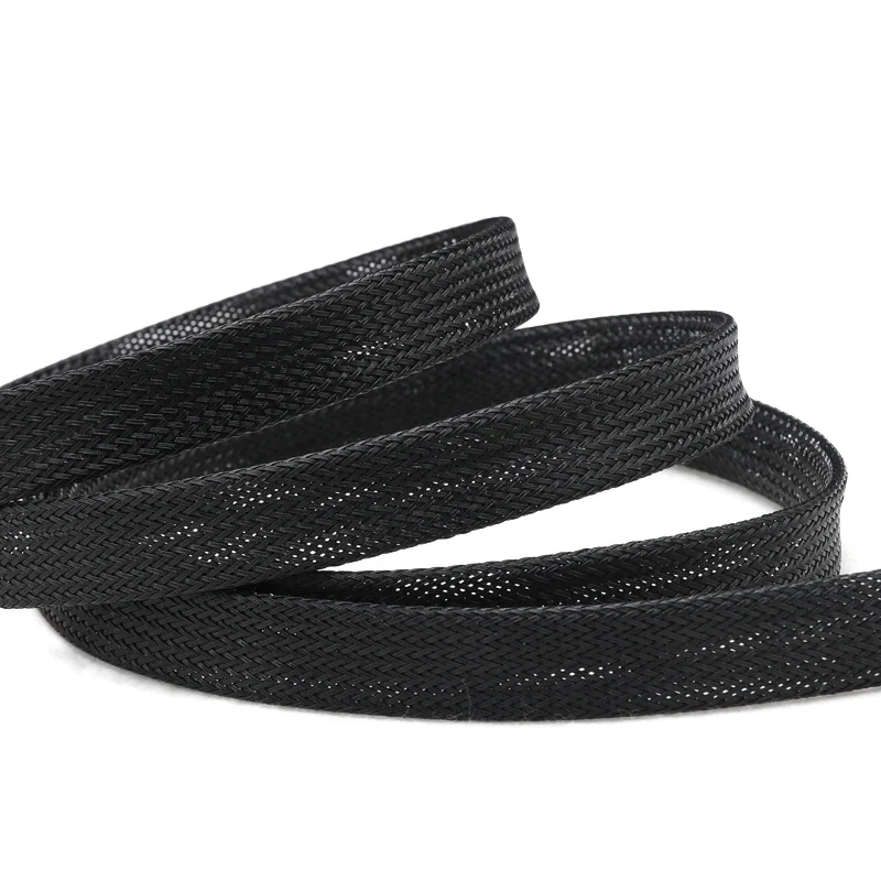 1~50m Black PET Braid Sleeves 2/4/6/8/10/12/14/16/20/25/30/35/40/50/60mm High Density Insulated Snake Skin Cable Wrap Sheath