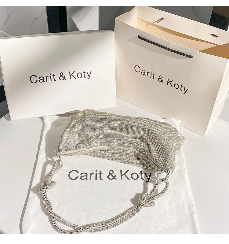 

Модная женская сумка с узловидной ручкой, блестящая, со стразами, вечерняя сумка-клатч для свадьбы и вечеринок, роскошная сумка через плечо/на подмышку