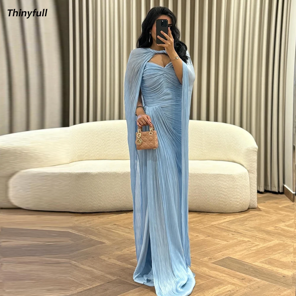 

Thinyfull Mermaid Evening Dresses Sleeveless Arabic Prom Dress with Jacket Dubai Long Formal Gown Robe De Soirée Customized