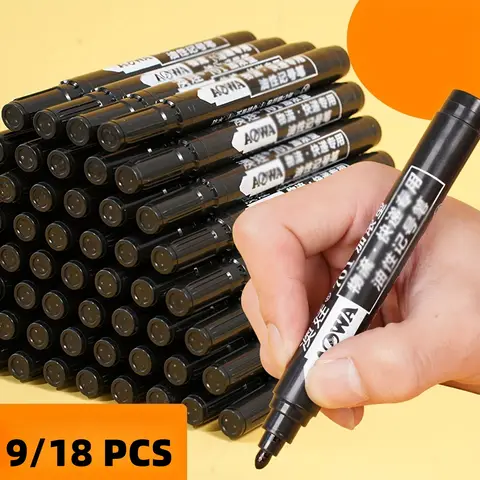 9/18pcs, Large Capacity Oil-Based Non-Fading Thick Tip, 2mm Fine Tip, for Multi-Purpose, Paper, Steel, Glass, Christmas Item