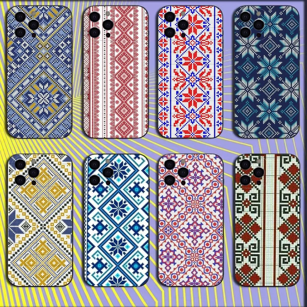 

G-Ukraine Ornament pattern Phone Case For iPhone 16,15,14,13,12,11,Mini,Pro,SE,MAX White Matte Shockproof Cover