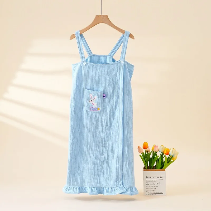 Baby Cloud Soft Class A Three-Layer Cotton Gauze Bunny Suspender Dress: Ultra-Soft, Summer for Home Play / Bathrobe / Sleep